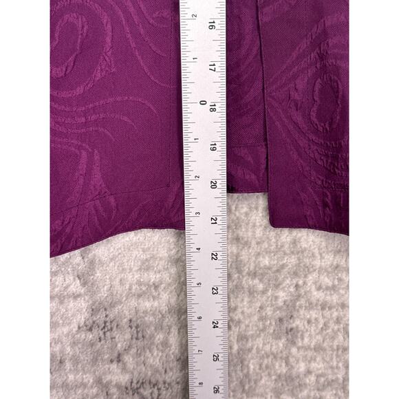 Citron Top XL Petite Womens Purple Silk Jacquard Long Sleeve Button Topper - Picture 6 of 8